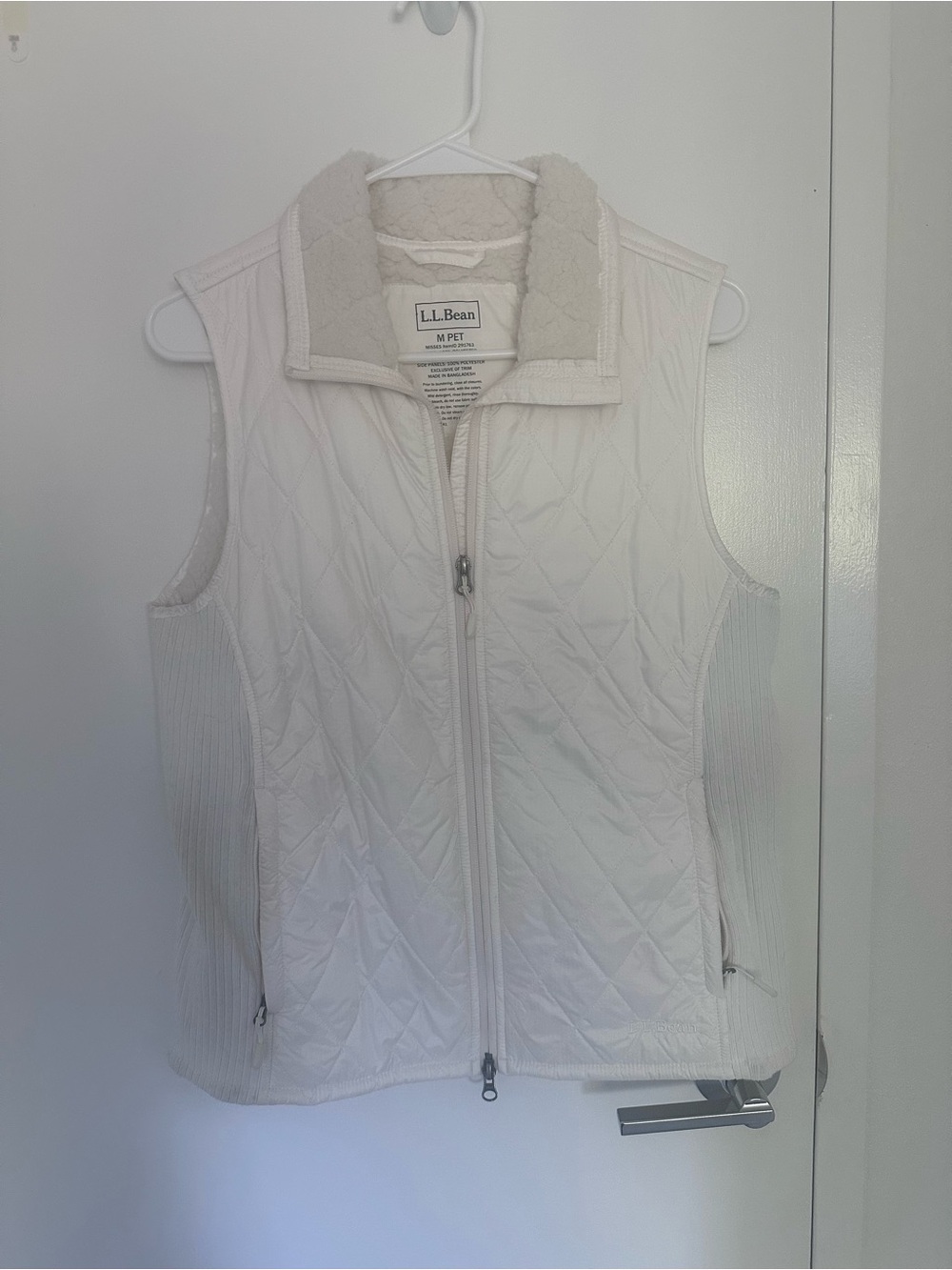 L.L.Bean Women’s Primaloft Quilted Fleece Vest White Size M Petite
